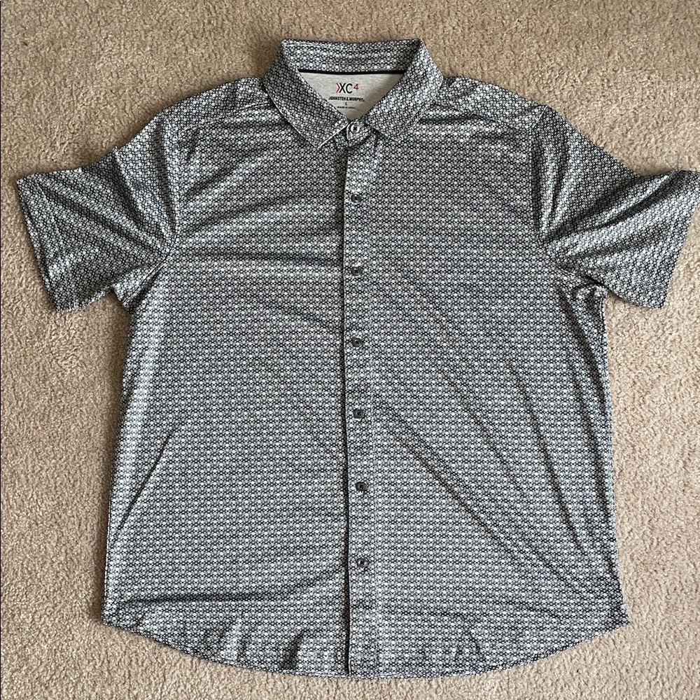 Johnston & Murphy Black and White Patterned Casual Shirt